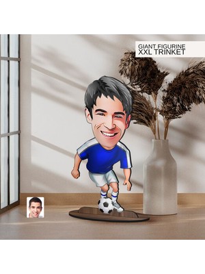Bk Gift Kişiye Özel Futbolcu Karikatürlü Büyük Boy Ahşap Biblo-11 Arkadaşa Hediye , Sevgiliye Hediye, Kişiye Özel Biblolar