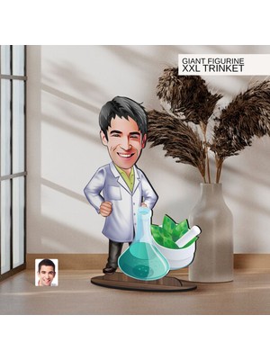 Bk Gift Kişiye Özel Eczacı Karikatürlü Büyük Boy Ahşap Biblo-1  Arkadaşa Hediye , Sevgiliye Hediye, Kişiye Özel Biblolar