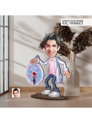 Bk Gift Kişiye Özel Elektrik Mühendisi Karikatürlü Büyük Boy Ahşap Biblo-1 Arkadaşa Hediye , Sevgiliye Hediye, Kişiye Özel Biblolar