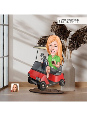 Bk Gift Kişiye Özel Golf Oyuncusu Karikatürlü Büyük Boy Ahşap Biblo-5 Arkadaşa Hediye , Sevgiliye Hediye, Kişiye Özel Biblolar