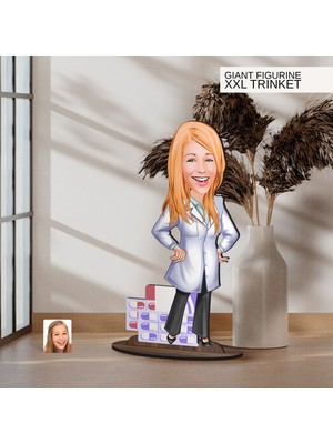 Bk Gift Kişiye Özel Eczacı Karikatürlü Büyük Boy Ahşap Biblo-7 Arkadaşa Hediye , Sevgiliye Hediye, Kişiye Özel Biblolar