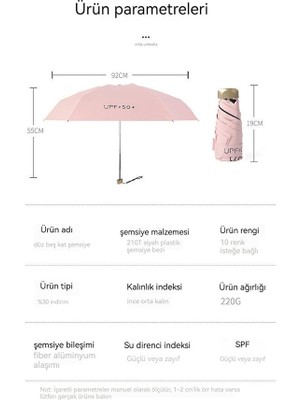 Brettablata Hss Mini Güneş Şemsiyesi Şemsiye Güneş Kremi Uv Karşıtı Küçük Taşınabilir Şemsiye -Siyah - Siyah (Yurt Dışından)