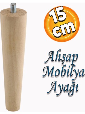 Badem10 Ahşap Sehpa Masa Baza Puf Tabure Tv Ünitesi Koltuk Ayağı Mobilya Ayakları M8 Civatalı 15 Cm