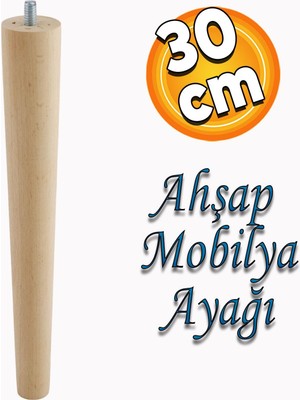 Badem10 Ahşap Sehpa Masa Puf Tabure Tv Ünitesi Ayağı Ayakları M8 Civatalı 30 cm