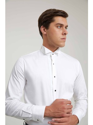 D'S Damat Slim Fit Beyaz Düz Smokin Gömlek 2HSS2DY05326M