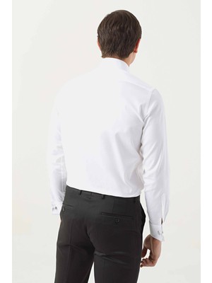 D'S Damat Slim Fit Beyaz Düz Smokin Gömlek 2HSS2DY05546M