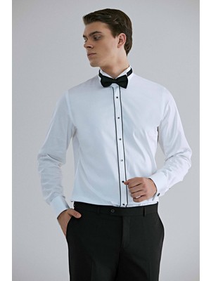 D'S Damat Slim Fit Beyaz Düz Smokin Gömlek 2HSS2DY05328M