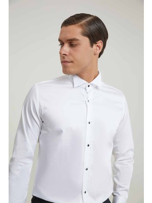 D'S Damat Slim Fit Beyaz Düz Smokin Gömlek 2HSS2DY05518M