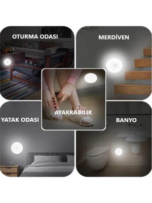 Rultech 1 Adet Harekete Duyarlı Sensörlü Sarjlı Mıknatıslı Gün Işık LED Mutfak, Banyo, Yatak Odası LED Işık Cabinet Aydınlatma Kabinet