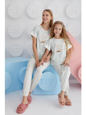 Kız Çocuk Kısa Kol Yeşil Pijama Takım C8T7N68