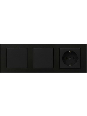 Ovivo Grano Siyah 3'lü Set Anahtar, Anahtar ve Topraklı Priz Set