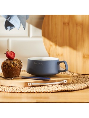 Emsan Brunch New Bone Kupa Lacivert 320 ml Şık Tasarım ile Kahve ve Çay Servisi İçin