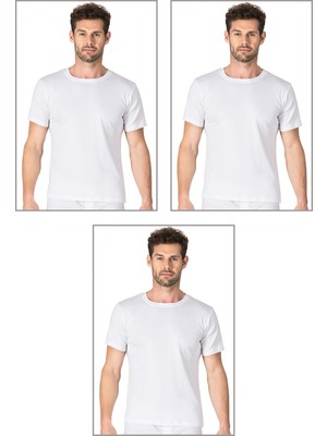 Özkan Underwear Özkan 0116 3'Lü Paket Erkek Ribana Esnek Rahat Kapalı Yaka Yarım Kol Atlet Fanila