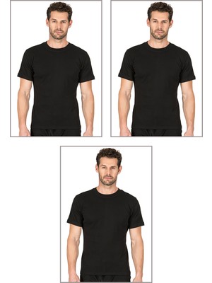 Özkan Underwear Özkan 0116 3'Lü Paket Erkek Ribana Esnek Rahat Kapalı Yaka Yarım Kol Atlet Fanila