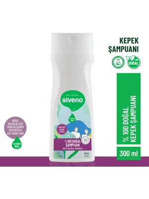Siveno %100 Doğal Kepeğe Karşı Etkili Şampuan Günlük Bakım Yağlı Saçlar Çay Ağacı Keklik Üzümü Vegan 300 ml