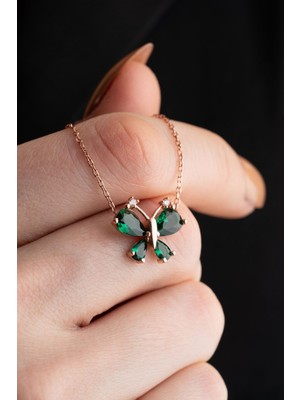 Nereze 925 Ayar Gümüş Yeşil Zirkon Taşlı Yusufcuk Kolye