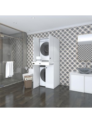 Kenzlife  Çamaşır-Kurutma Makinesi Dolabı El Kindi Byz 187*070*60 Çekmeceli Kapaklı Banyo