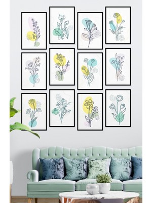 Trend Poster Modern Özgün Tasarım Çerçeve Görünümlü 12 Parça Mdf Tablo