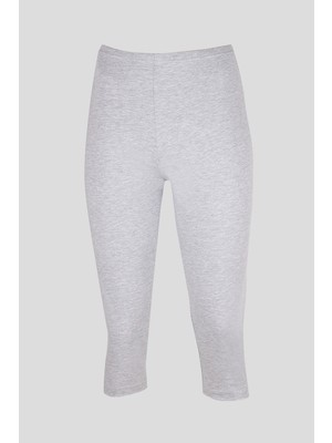 Ceylanoğlu 4'lü Bayan Likralı  Katlamalı  Diz  Altı TAYT-278 Gri