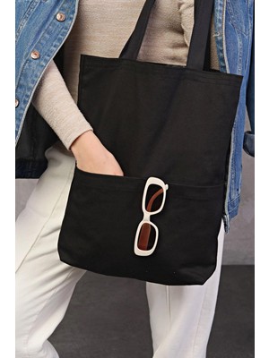 Çınar Bez Çanta 3 Cepli Siyah Gabardin Çanta