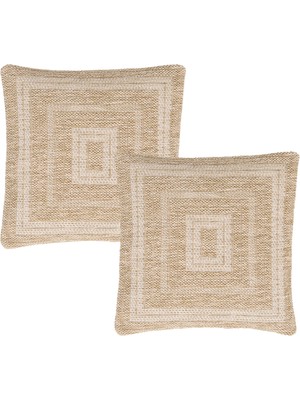 Inter Weaving Avanos Premium Jüt Görünümlü 2'li Yastık Kılıfı Kırlent Kılıfı Dokuma Yıkanabilir Fermuarlı 50X50 cm