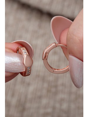 Nereze 925 Ayar Gümüş Rose Kaplama 15 mm Halka Küpe