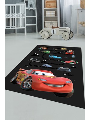 Evdeya Dijital Baskılı Kaymaz Yıkanabilir Renkli Arabalar Eğitici Çocuk Odası Halısı, Çocuk-03-Antrasit,