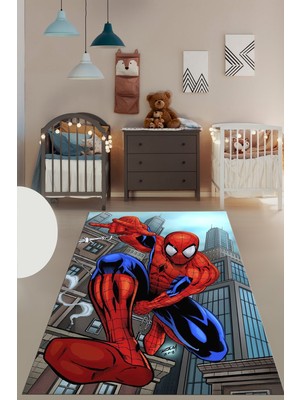 Evdeya Dijital Baskılı Kaymaz Yıkanabilir Çizgifilm Temalı Erkek Çocuk Odası Halısı, Çocuk-40-Renkli,