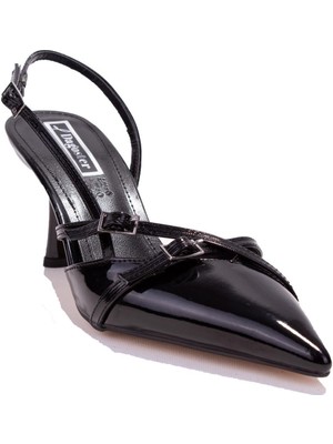 Dagoster DZA07-11792105 Siyah Rugan Tokalı Klasik Topuklu Kadın Ayakkabı