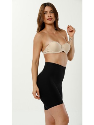 Secret Moda Dikiş Izsiz Seamless Toparlayıcı Göbek Saklayıcı Lazer Kadın Paçalı Korse Siyah