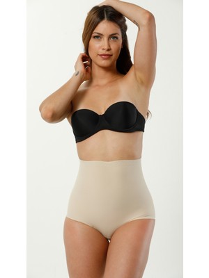 Secret Moda Yüksek Bel Iz Yapmaz Görünmez Ekstra Toparlayıcı Silikonlu Kadın Bel Slip Külot Korse Ten