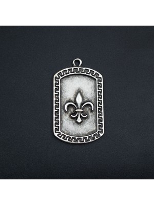 Fleur-de-lis - Zambak Künye Kolye Ucu - Antik Gümüş Kaplama - Kod:1613