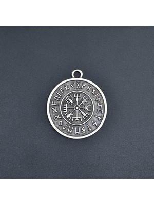 Bu Farklı Viking Pusulası Vegvisir Örme Zincir Kolye - Gümüş Kaplama - Erkek Kadın Kolye - NO:1573