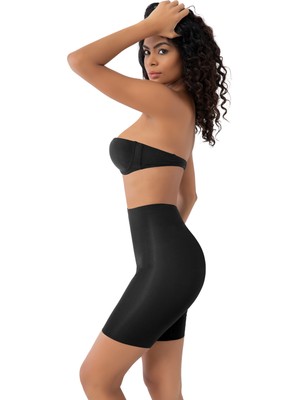 Secret Moda Iz Yapmaz Toparlayıcı Lazer Kesim Basen Göbek Toparlayıcı Kadın Paçalı Korse Siyah