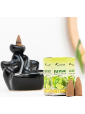 Aromatika Bergamot Aromalı Geri Akışlı Organik Şelale Tütsü (Backflow)