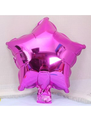 Kidspartim 10 Inç Mini Yıldız Folyo Balon Fuşya 5 Adet