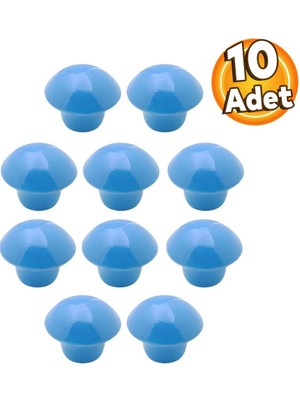 Badem10 Mantar Düğme Mobilya Çekmece Çocuk Odası Dolap Dolabı Kapak Kulbu Kulpu Kulpları Mavi 10 Adet