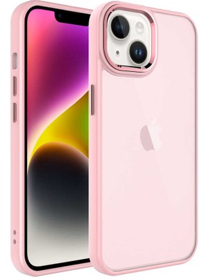ZORE iPhone Uyumlu 14 Plus Kılıf Buzlu Sert Pc May Kapak - Pembe Açık