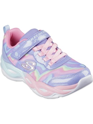 Skechers Twisty Glow  -  Sorbet Swirl Büyük Kız Çocuk Açık Gri/Çok Renkli Işıklı Spor Ayakkabı 303716L Pwmt