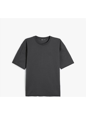 Koton 4SAM10270HK 024 Grı Erkek Pamuk Jersey Kısa Kollu Basıc T-Shırt