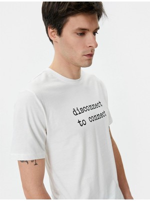 Koton 4SAM10022HK 000 Beyaz Erkek Pamuk T-Shirt