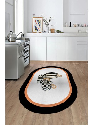 Evdeya Dijital Baskılı Kaymaz Yıkanabilir Bal Kabağı Desenli Oval Mutfak Halısı, O-Mutfak-13-Turuncu,