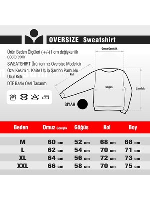 Crea Eymer Wear Kral Taç Illüstratif Baskılı Oversize 3 Iplik Hoodie Sweatshirt