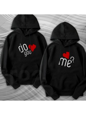 Crea Eymer Wear 14 Şubat Sevgililer Günü Çift Kombini Love Me Baskılı 3 Iplik Siyah Sevgililer Günü Sweatshirt