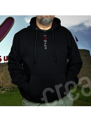 Crea Eymer Wear Love Şuşa Tasarım Baskılı Oversize Hoodie Sweatshirt Siyah