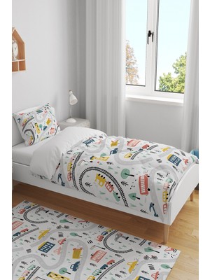 Rual Kids Bebek&çocuk&genç Odası Araba Temalı Pamuklu Organik Nevresi Takımı 160X220CM