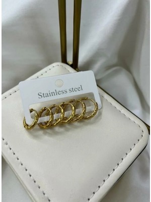 Stainless Steel Çelik Çoklu Halka Küpe Seti