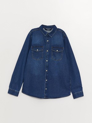 LC Waikiki Kids Basic Uzun Kollu Erkek Çocuk Jean Gömlek