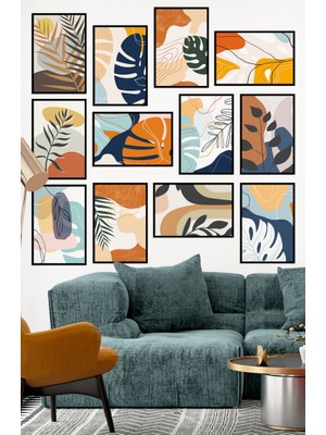 Trend Poster Modern Özgün Tasarım Çerçeve Görünümlü 12 Parça Mdf Tablo