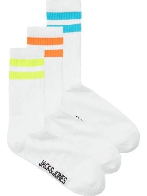 Jack & Jones 12251468 Jaceli Stripes Tennis Socks 3 Pack Beyaz